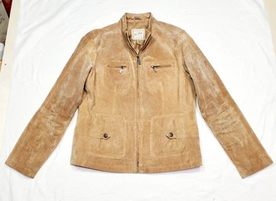 Ruff Hewn Genuine Suede Leather Jacket Women’s Large Brown Full Zip With Pockets - Image 1 of 4