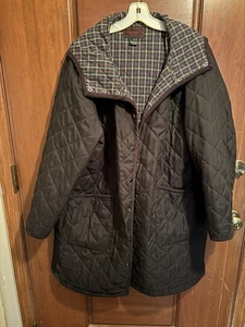 Ralph Lauren Jeans Co. 2X Abrigo Chaqueta de Montar Acolchado Negro con Capucha para Mujer Usado en Excelente Condición - Imagen 1 de 8