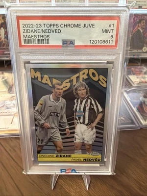 2022-23 Topps Chrome Maestros Juventus #1 Pavel Nedved/Zinedine Zidane PSA 9 - Image 1 of 2
