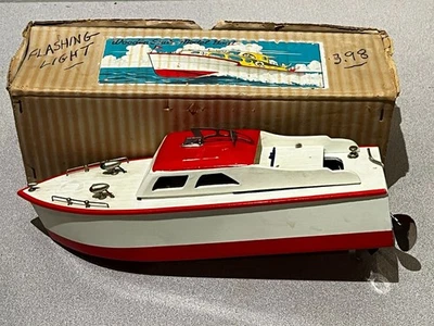 MODELO A ESCALA DE MADERA VINTAGE BARCO MOTORIZADO HECHO EN JAPÓN en caja ¡raro! Foto 1 de 4