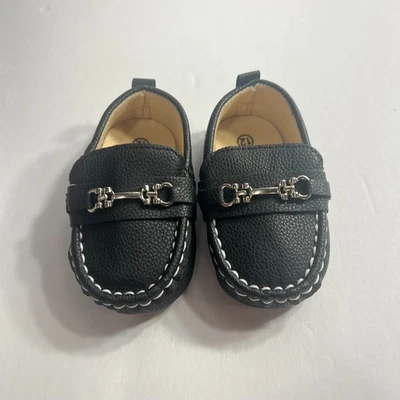 Bebé Niño Negro Imitación Cuero Mocasines Zapatos de Vestir Interior 12 cm 9-12 M Foto 1 de 4