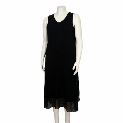 Vestido sin mangas midi elástico rayón negro talla L LOGO Lori Goldstein para mujer Foto 1 de 4