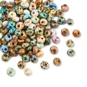 Japanese Picasso Teardrop Glass Seed Beads • 5x4.5mm Tan • 1.4mm Hole • 120pcs - Picture 1 of 19