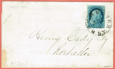 [8021] USA 1852 Cover with One cent blue from ROCHESTER N.Y. (signed A.MAURY) - Image 1 of 4