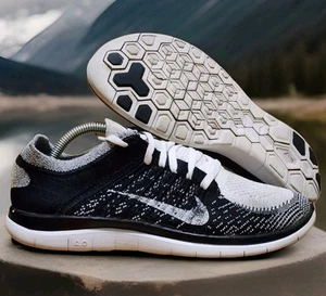 Nike Free 4.0 Flyknit Women's Size 8 Panda Running Shoes Sneakers Black White - Bild 1 von 9