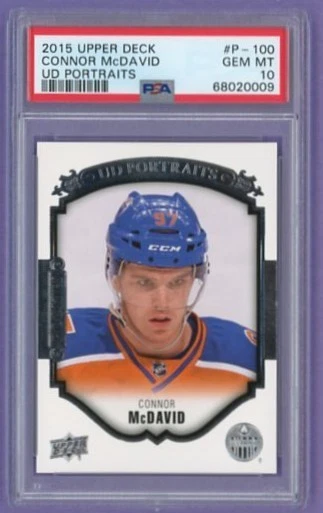 2015-16 Upper Deck Portraits Connor McDavid #P-100 RC PSA 10 GEMA Edmonton Oilers Foto 1 de 2
