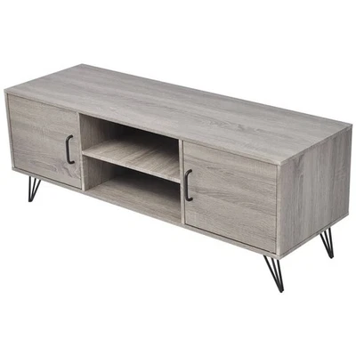 TV Stand Gray MDF, PVC, Metal Medium MDF TV Stand Rectangular - Image 1 of 4