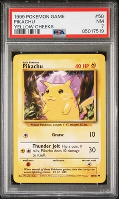 1999 Pokemon Game Pikachu Yellow Cheeks 58/102 PSA 7 NM - Image 1 of 2