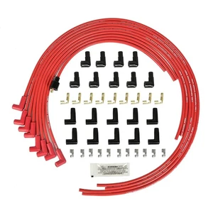 Universal Spark Plug Wire Set 8.5mm with Red Silicone Jacket and 90 Degree Boots - Picture 1 of 4