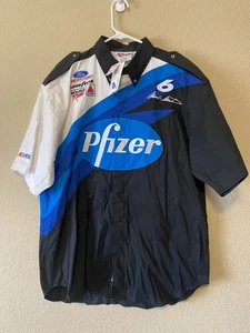VTG Mark Martin Nascar Button Up Shirt Racing Men L Chase Authentics NWT Pfizer - Picture 1 of 6