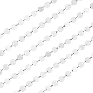 Sequin Link Chain, 6.56 Ftx6mm Flat Round Link Chains Silver - Picture 1 of 6
