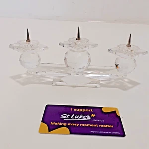 Stunning Large Swarovski Crystal Rare Art Deco Triple Candle Holder - Picture 1 of 6