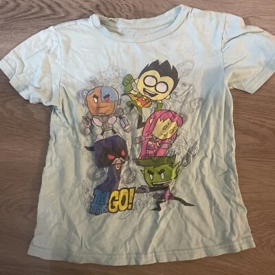 Teen Titans Go! Youth Boys Cyborg, Robin, Beast Boy Blue Shirt SZ Small - Image 1 of 3