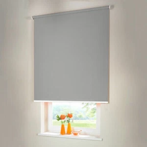 Verdunkelungsrollo Mittelzugrollo Springrollo Rollo - Höhe 180 cm grau - Bild 1 von 37