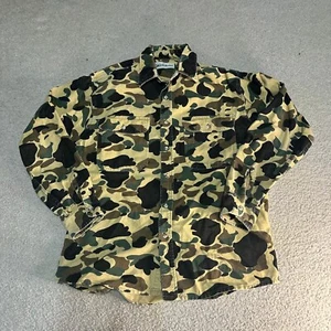 Vintage 90s Gander Mountain Duck Camo Long Sleeve Collared Hunting Shirt Size L - Picture 1 of 6