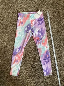Hurley Girls Leggings Size M High Rise Fit Tie Dye Purple Teal Pink New With Tag - Picture 1 of 5