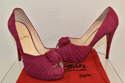 LOUBOUTIN ЛЕДИ GRES ФУКСИЯ ЗАМШИ УЗЕЛОК ЗАГЛЯНУТЬ НОСОК СКРЫТАЯ ПЛАТФОРМА НАСОСЫ 36,5  - Изображение 1 из 4