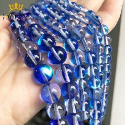 Agates Crystal Bead Glass Round Beads DIY Bracelets Jewelry 15'' 4 6 8 10 12mm - Image 1 of 4