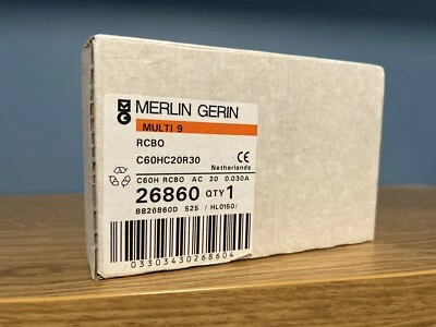 Merlin Gerin 20amp Rcbo multi 9 C20 C60HC20R30 26860 30mA Black Neutral - Image 1 of 4