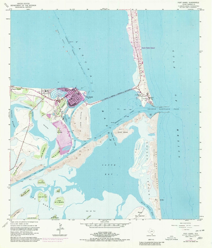 Port Isabel, TX - 1955 Vintage Map Print | Historic Texas Gulf Coast Cartography - Image 1 of 1