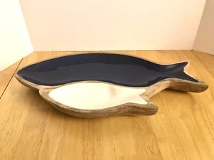 Holz & Emaille 17" Fisch Servierschale - Thirstystone - Bild 1 von 6