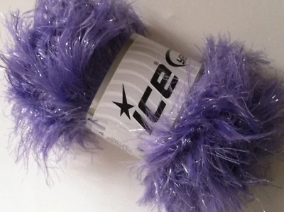 Lavender Faux Fur Glitz Eyelash Yarn 100 Gram 36760 Ice Yarns 58yds Sparkly - Image 1 of 2