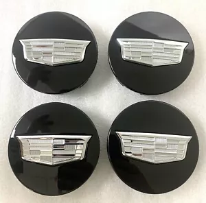 4 Cadillac Escalade Black OEM Center Caps with Chrome logo 3.25in #19333201 - Picture 1 of 4