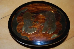 Brass and Wood Inlay Fighting Roosters Cock Fighting Belt Buckle - Picture 1 of 2