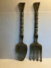 VTG Giant Metal Ornate Fork & Spoon 24" Long Decoration Wall Hanging TIKI Accent