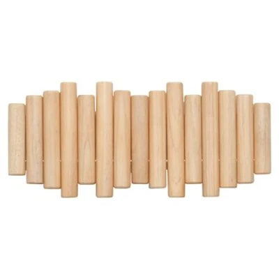 Umbra Picket 5 Hooks, Wall-Mounted Rail,  Wood Dowels, Natural Finish - Image 1 of 4