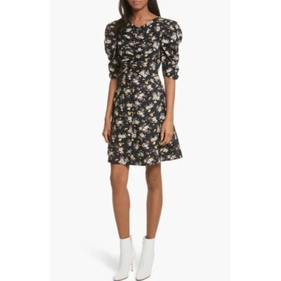 NWT!! REBECCA TAYLOR La Vie Posey Floral Ruched Dress Winter Black Small - Image 1 of 4