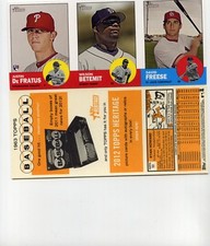 2012 Topps Heritage Advertising Panel Justin De Fratus/Wilson Betemit/Freese