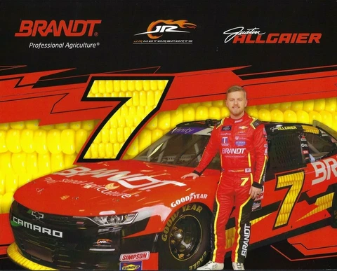 2022 JUSTIN ALLGAIER "BRANDT JR MOTORSPORTS" #7 NASCAR XFINITY SERIES POSTCARD Cover