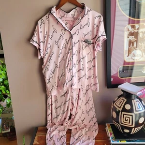 NEW! Juicy Couture Pink/Black Pajama Set Size XL Super Soft SHORT SLEEVE - Picture 1 of 11