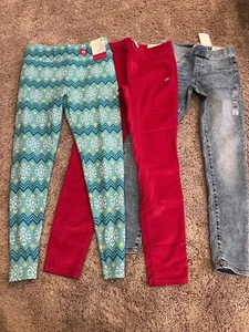 NWT new Set of 3 SO leggings jeggings girls 14 pink green blue denim - Picture 1 of 18