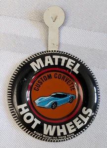 1960'S HOT WHEELS CUSTOM CORVETTE REDLINE BUTTON VINTAGE TIN WEAR COLLECTOR CAR - Picture 1 of 13