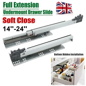 Soft Close Drawer Runners Invisible Concealed Undermount Slides Full Extension - Picture 1 of 22