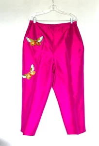 Pantalones de vestir Valerie Stevens pura 100 % seda XL rosa ciclamen - Imagen 1 de 5