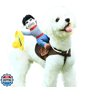 DELIFUR Hund Halloween Kostüm lustig Hund Cowboy Reitkostüm Haustierkostüm Katze - Bild 1 von 5