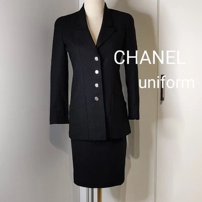 CHANEL Suit Jacket and Skirt 100% Wool Size 5 Black Button Closure Women's - Image 1 of 4