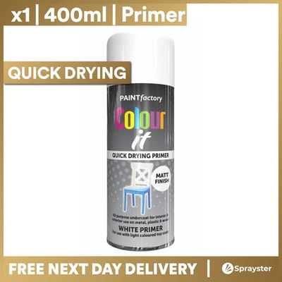 400ml Colour It White Primer Aerosol Spray Paint Household Car Plastic - Image 1 of 2