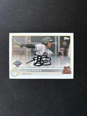 2022 Topps Pro Debut Baseball Card #PD-140 Milkar Perez Rookie Auto - Image 1 of 3