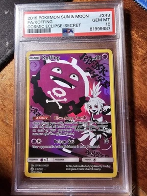 Pokemon Koffing Cosmic Eclipse Full Art #243 PSA 10 Gem Mint - Image 1 of 2