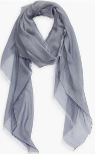 NUEVO CON ETIQUETAS BUFANDA NORDSTROM mezcla seda y modal tejido peso azul marino 41” X 79” - Imagen 1 de 5