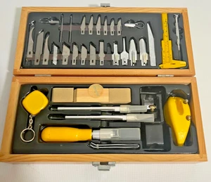 39 Stk. Werkmacher Hobby und Schnitz Exacto Messerset mit Holzetui - Bild 1 von 7