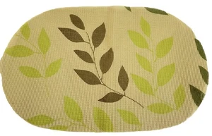 Tovagliette con motivo foglie ramificate. Gomma antiscivolo. Ovale. Marrone chiaro, verde - Foto 1 di 1