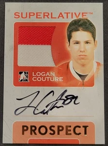 LOGAN COUTURE 2007 IN THE GAME SUPERLATIVE JERSEY / AUTO GOLD RPA /10 HOCKEY  - Picture 1 of 2