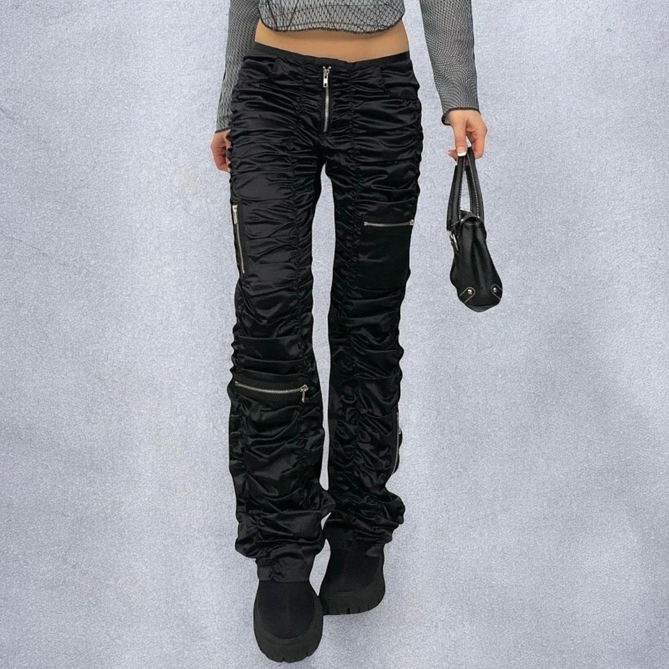 Calça bootcut vintage Y2K Seven7 Express cintura baixa carga franzida tamanho 31 - Imagem 1 de 4