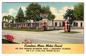ORLANDO, FLORIDA - CAROLINA MOON MOTOR ROADSIDE COURT - VINTAGE LINEN POSTCARD - Imagen 1 de 2