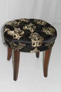 1920s English Regency Style Circular Bench, Maple Frame with Tufted Upholstery - Picture 1 of 5